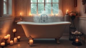 spa like bathroom candle selection