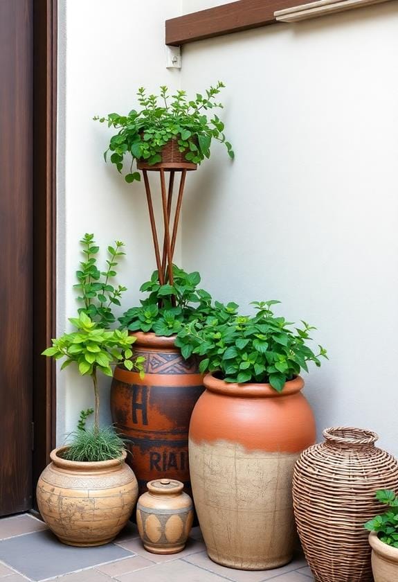 10 Best Boho Style Outdoor Decor Ideas 9 natural ceramics and planters